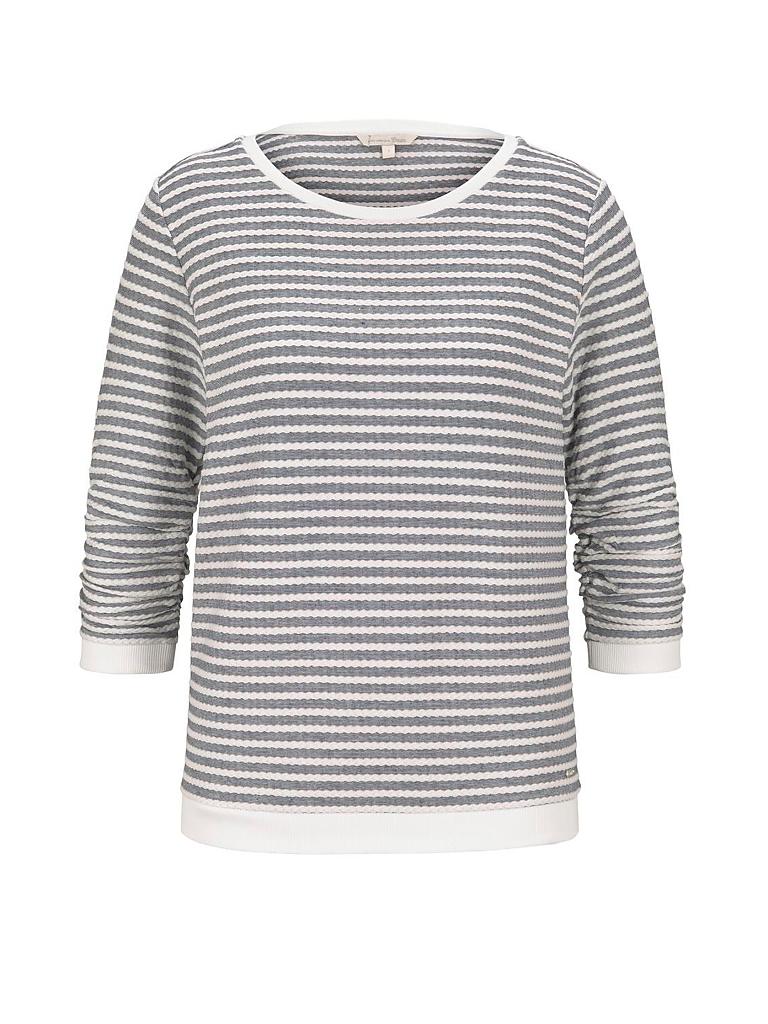 TOM TAILOR DENIM Sweater schwarz | L Tom Tailor Denim Damen Sweatshirt aus Jacquard mit Streifen